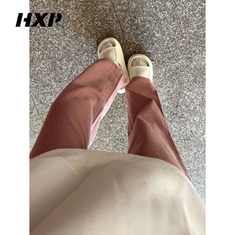 Jiashucheng Quần Jean Ống Rộng Lưng Cao Màu Hồng Bẩn Phong Cách Mới Mùa Xuân Hè Cho Nữ