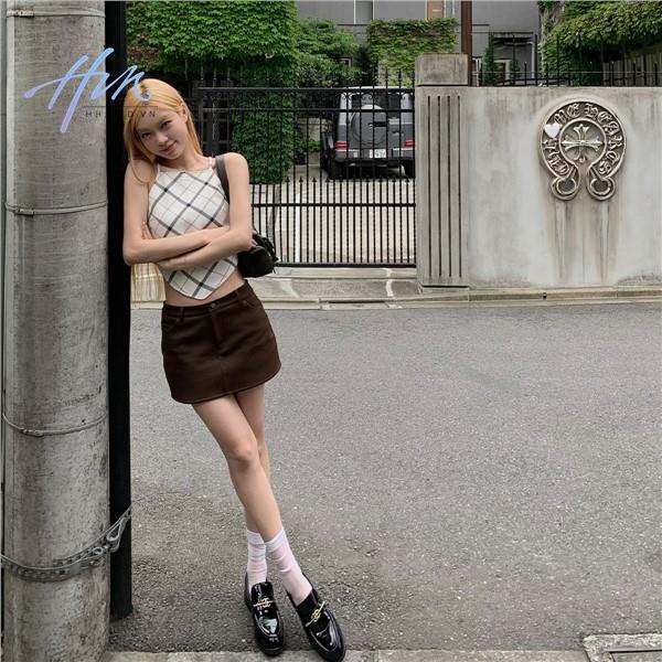 Áo Hai Dây Thêu Họa Tiết Sọc Ca Rô Thời Trang Cá Tính Cho Nữ