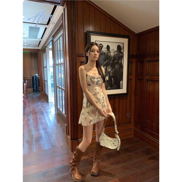 Đầm Hai Dây Đính Đinh Tán Thiết Kế Độc Đáo Thời Trang Mùa Hè Xinh Xắn Cho