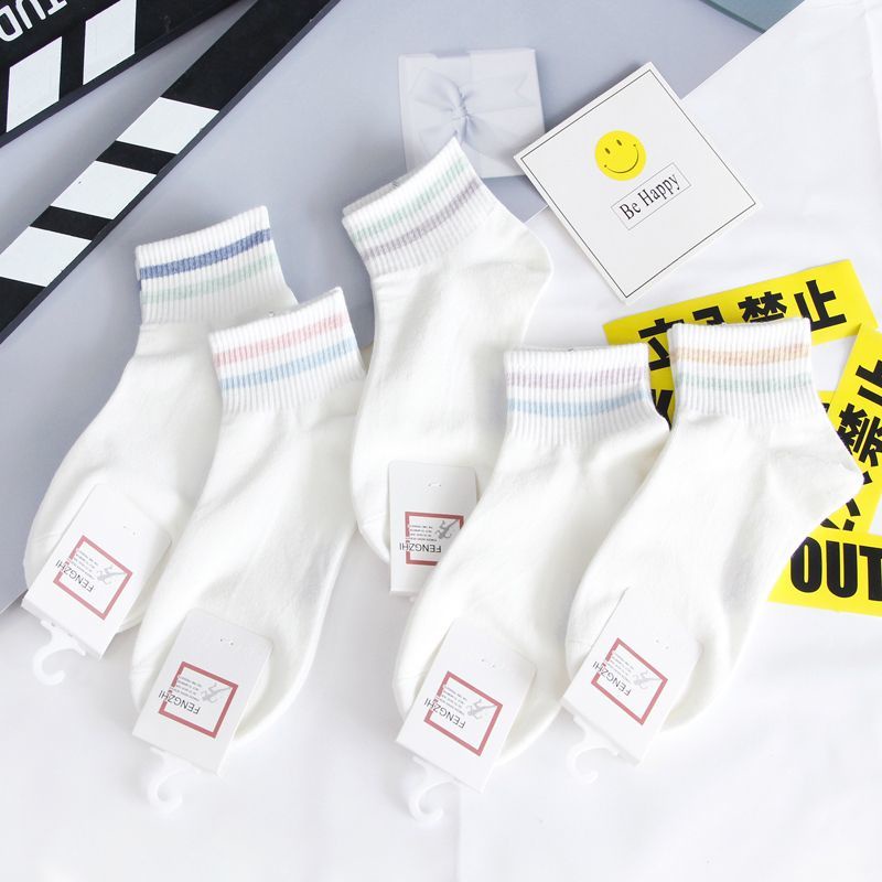 Vớ Cổ Trung Thoáng Khí Thấm Hút Mồ Hôi Màu Trơn Dễ Thương Phong Cách Nhật Bản Thời Trang Xuân Hè Cho Nữ