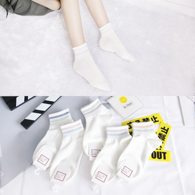 Vớ Cổ Trung Thoáng Khí Thấm Hút Mồ Hôi Màu Trơn Dễ Thương Phong Cách Nhật Bản Thời Trang Xuân Hè Cho Nữ