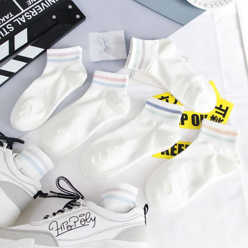 Vớ Cổ Trung Thoáng Khí Thấm Hút Mồ Hôi Màu Trơn Dễ Thương Phong Cách Nhật Bản Thời Trang Xuân Hè Cho Nữ