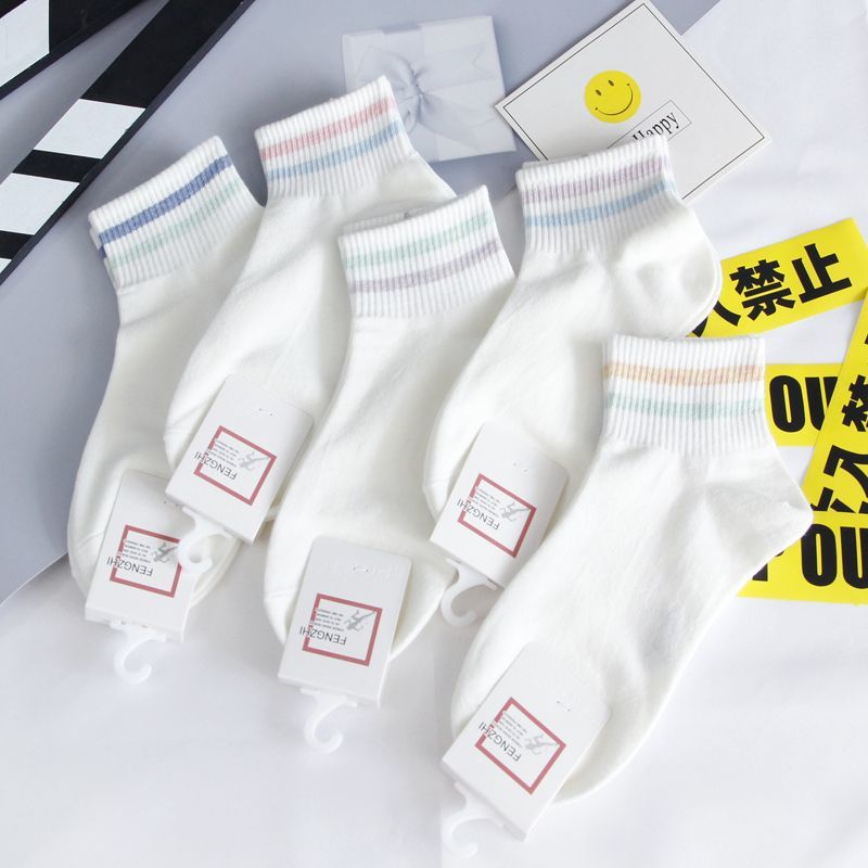 Vớ Cổ Trung Thoáng Khí Thấm Hút Mồ Hôi Màu Trơn Dễ Thương Phong Cách Nhật Bản Thời Trang Xuân Hè Cho Nữ