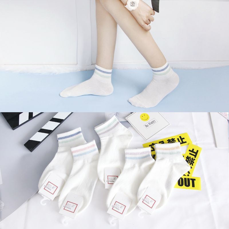Vớ Cổ Trung Thoáng Khí Thấm Hút Mồ Hôi Màu Trơn Dễ Thương Phong Cách Nhật Bản Thời Trang Xuân Hè Cho Nữ