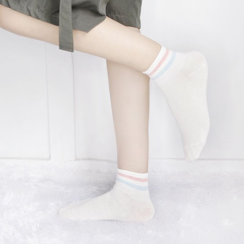 Vớ Cổ Trung Thoáng Khí Thấm Hút Mồ Hôi Màu Trơn Dễ Thương Phong Cách Nhật Bản Thời Trang Xuân Hè Cho Nữ