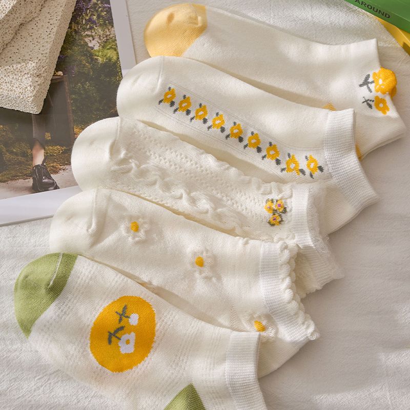 Vớ Cổ Thấp Mỏng Thoáng Khí Màu Trắng Phong Cách Nhật Bản Dễ Thương Thời Trang Xuân Hè Cho Nữ