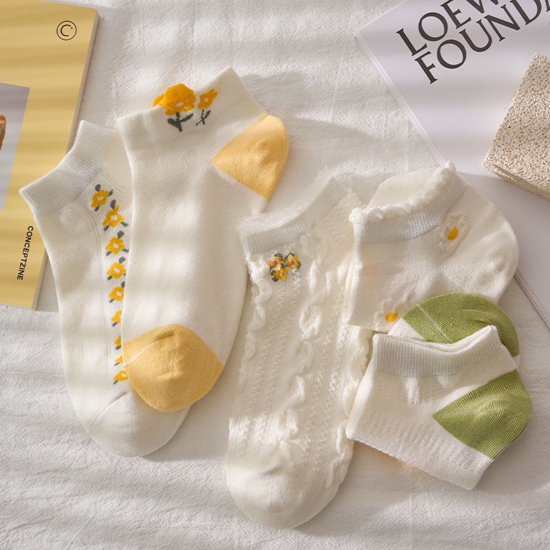 Vớ Cổ Thấp Mỏng Thoáng Khí Màu Trắng Phong Cách Nhật Bản Dễ Thương Thời Trang Xuân Hè Cho Nữ