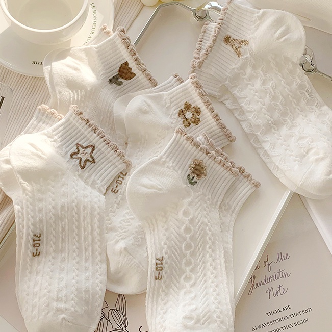 Vớ Cotton Mỏng Màu Trắng Miệng Nông Thoáng Khí Phong Cách Nhật Bản Dễ Phối Đồ Thời Trang Xuân Hè Cho Nữ