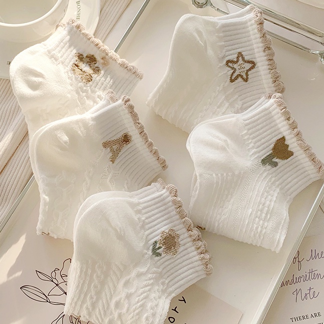 Vớ Cotton Mỏng Màu Trắng Miệng Nông Thoáng Khí Phong Cách Nhật Bản Dễ Phối Đồ Thời Trang Xuân Hè Cho Nữ