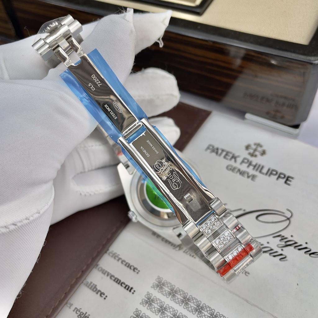 Đồng hồ Nam Rolexs day date mặt mặt đá vành đá số đá dây dọc đá vỏ trắng máy nhật dòng cơ Automatic 41mm