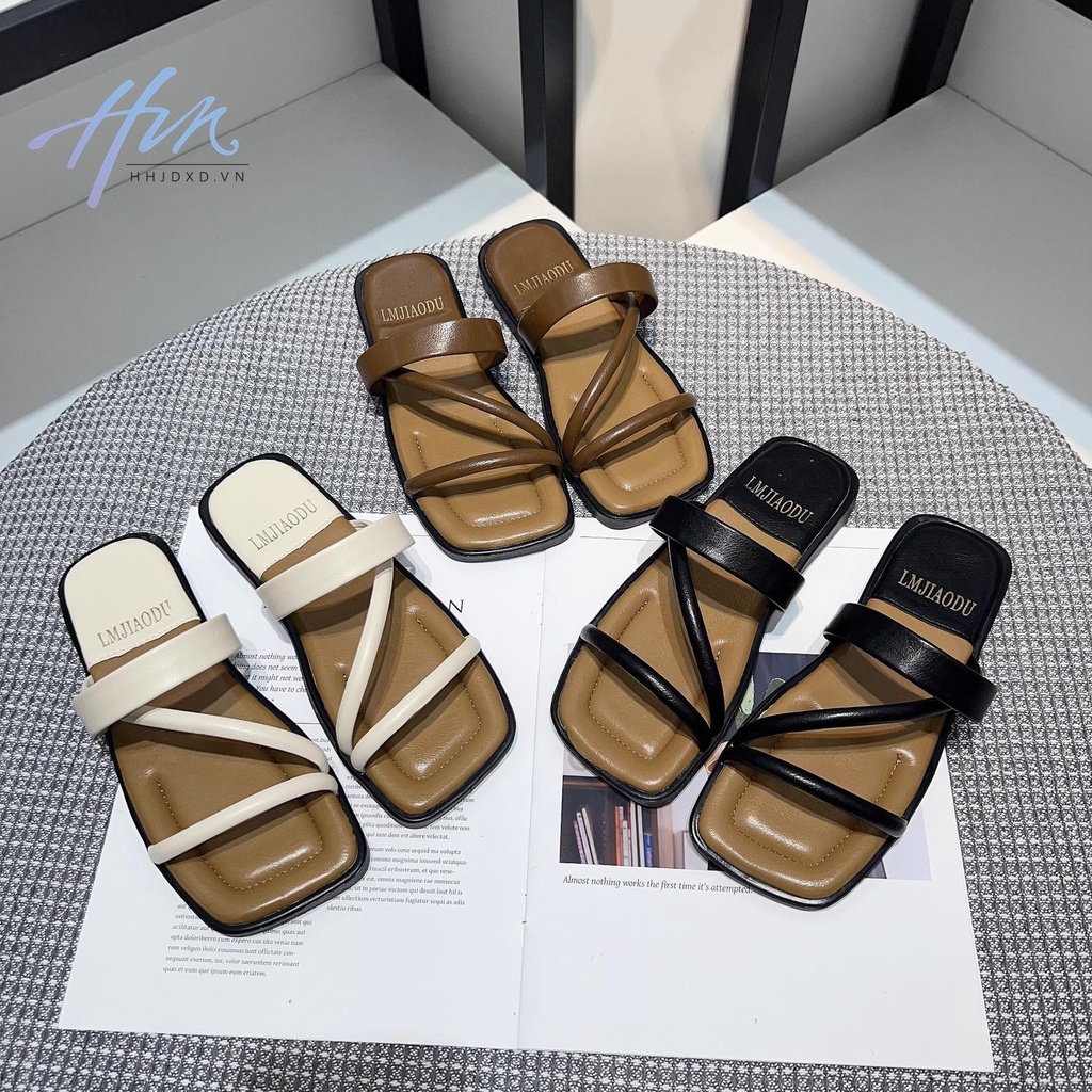 Niche Dép Sandal Cao Cấp Đế Bằng Phối Màu Tương Phản Thời Trang Mới 2023 Dành Cho Bạn Nữ