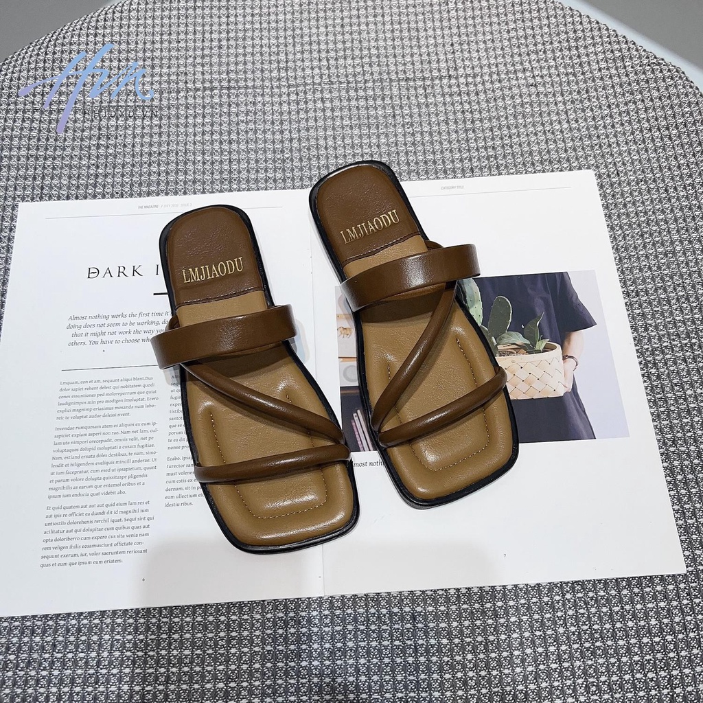 Niche Dép Sandal Cao Cấp Đế Bằng Phối Màu Tương Phản Thời Trang Mới 2023 Dành Cho Bạn Nữ