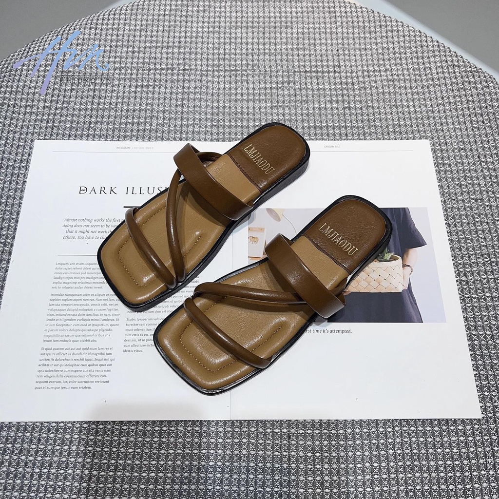 Niche Dép Sandal Cao Cấp Đế Bằng Phối Màu Tương Phản Thời Trang Mới 2023 Dành Cho Bạn Nữ