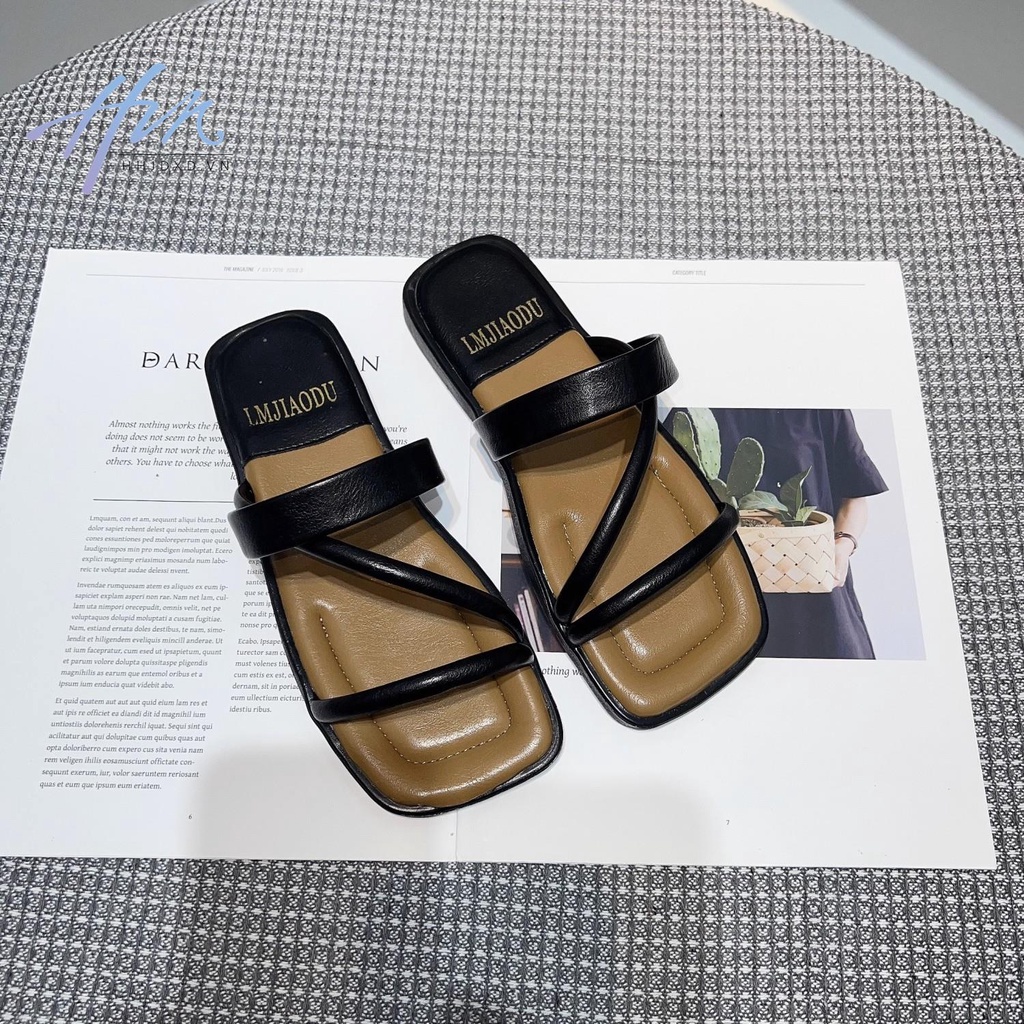 Niche Dép Sandal Cao Cấp Đế Bằng Phối Màu Tương Phản Thời Trang Mới 2023 Dành Cho Bạn Nữ