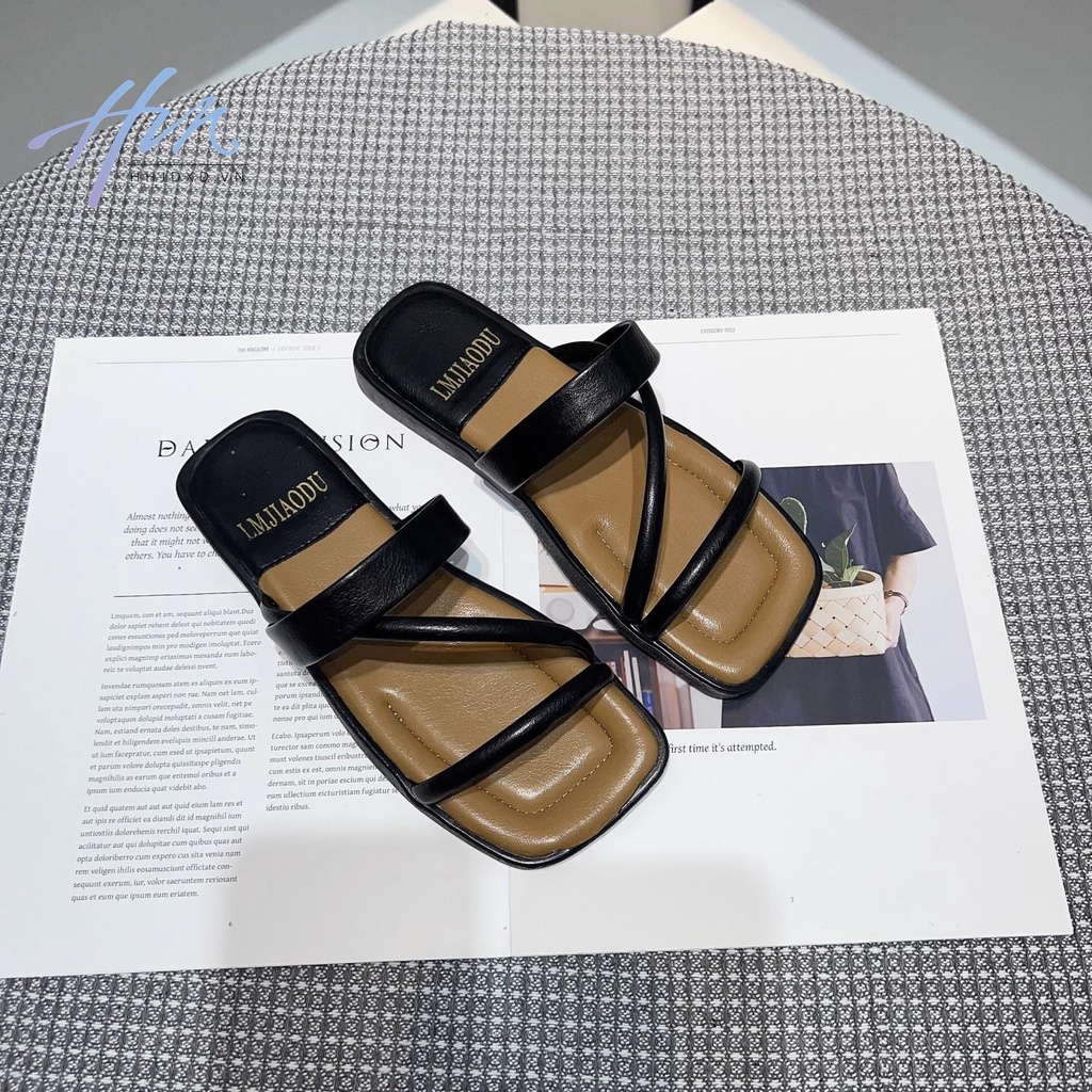 Niche Dép Sandal Cao Cấp Đế Bằng Phối Màu Tương Phản Thời Trang Mới 2023 Dành Cho Bạn Nữ