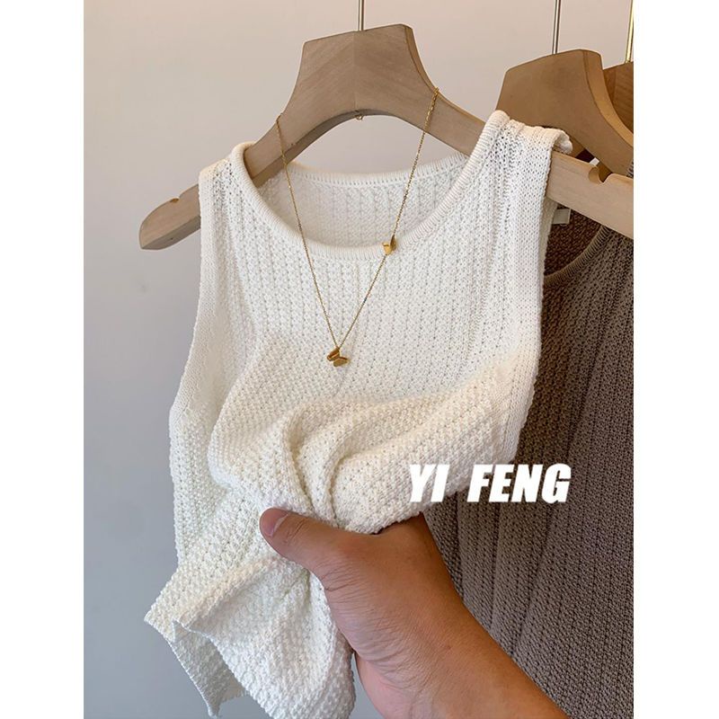 Jiashucheng Áo Len Không Tay Dáng Ôm Thiết Kế Đơn Giản Thời Trang Mùa Hè Hàng Mới Dành Cho Bạn Nữ