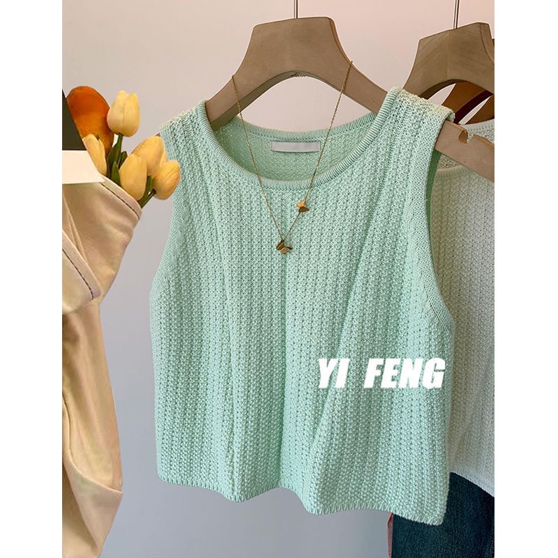 Jiashucheng Áo Len Không Tay Dáng Ôm Thiết Kế Đơn Giản Thời Trang Mùa Hè Hàng Mới Dành Cho Bạn Nữ