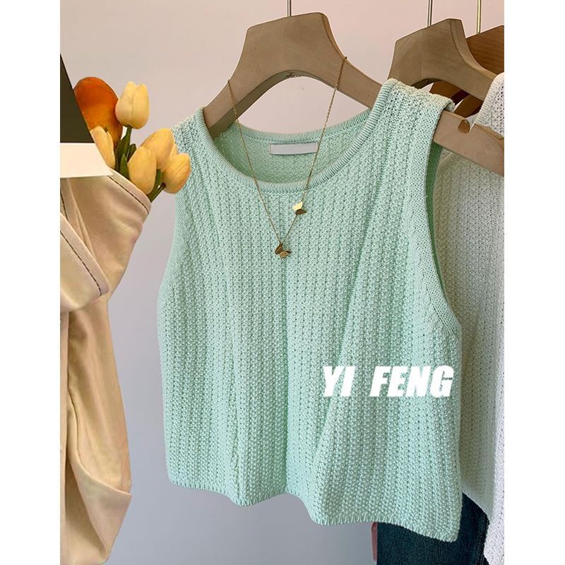 Jiashucheng Áo Len Không Tay Dáng Ôm Thiết Kế Đơn Giản Thời Trang Mùa Hè Hàng Mới Dành Cho Bạn Nữ