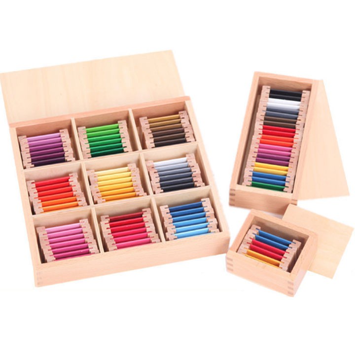 Hộp thẻ nhận biết màu - giáo cụ Montessori - Thẻ màu montessori