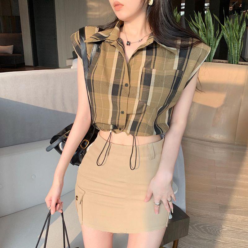 Áo Sơ Mi Ngắn Eo Cao Phong Cách Hàn Quốc Thời Trang Mùa Hè Hàng Mới Dành Cho Bạn Nữ