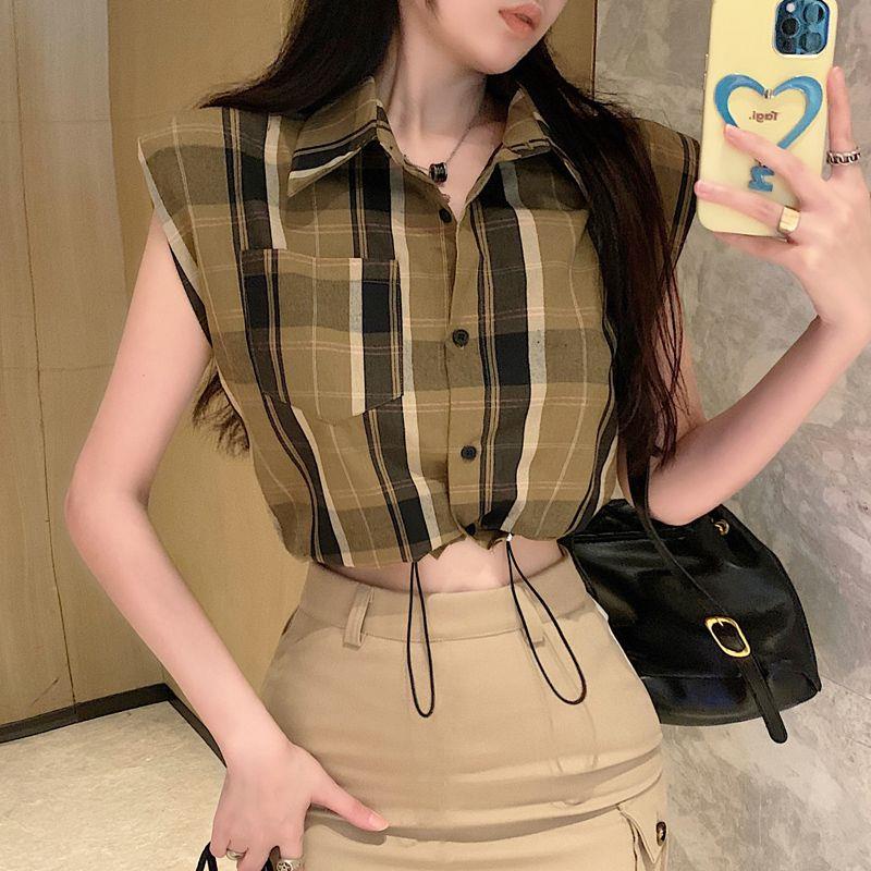 Áo Sơ Mi Ngắn Eo Cao Phong Cách Hàn Quốc Thời Trang Mùa Hè Hàng Mới Dành Cho Bạn Nữ