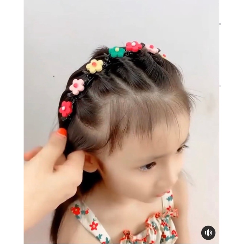 Bờm tóc nhựa kẹp hoa