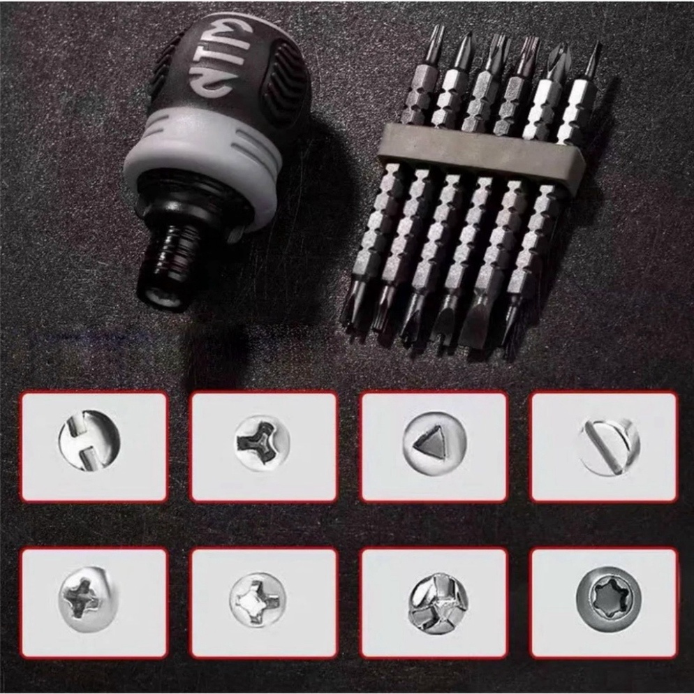 Bộ tô vít  trợ lực đa năng 12 đầu Tua vít tự động đảo chiều thép CRV siêu cứng có thể điều chỉnh dài ngắn