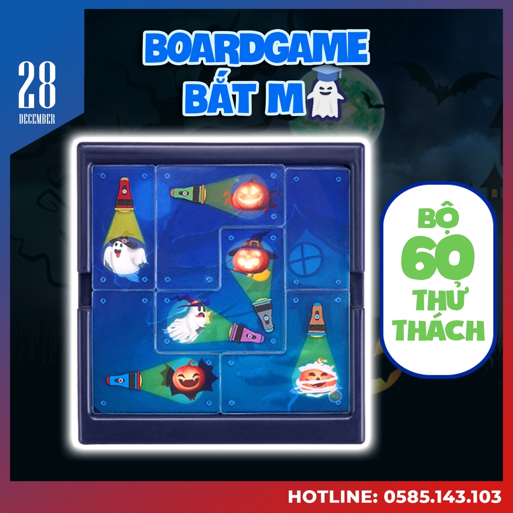 (SẴN) Bộ Đồ Chơi BẮT MA 60 Thử Thách - Board Game Ghost Catchers Xếp Hình Đèn Pin Bắt Ma - Thông Minh Sáng Tạo