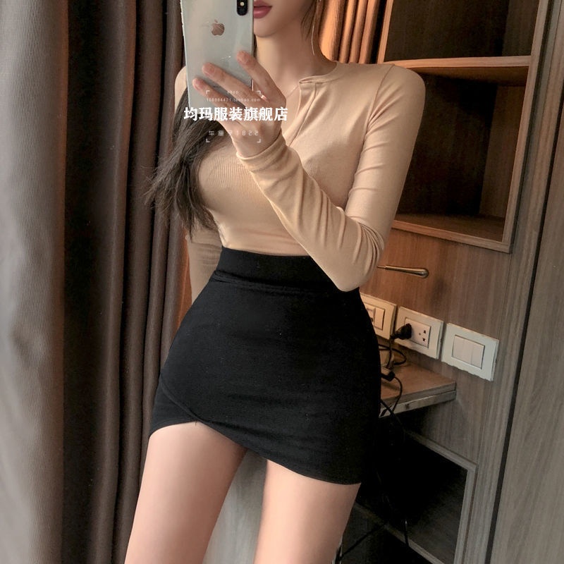 Jiashucheng Chân Váy Đen Ôm Dáng Co Giãn Phong Cách Hàn Quốc Gợi Cảm Mùa Hè Cho Nữ