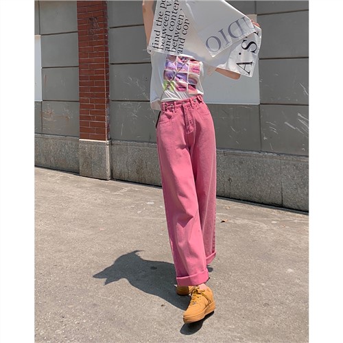 Jiashucheng Quần Jean Nữ Ống Rộng Lưng Cao Phong Cách Retro Thời Trang Mùa Hè Mới