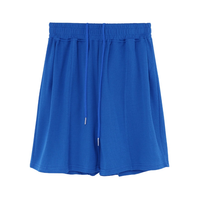 Jiashucheng Quần Short Thể Thao Màu Xanh Dương Lưng Cao Dáng Rộng Thời Trang Mùa Hè Cho Nữ