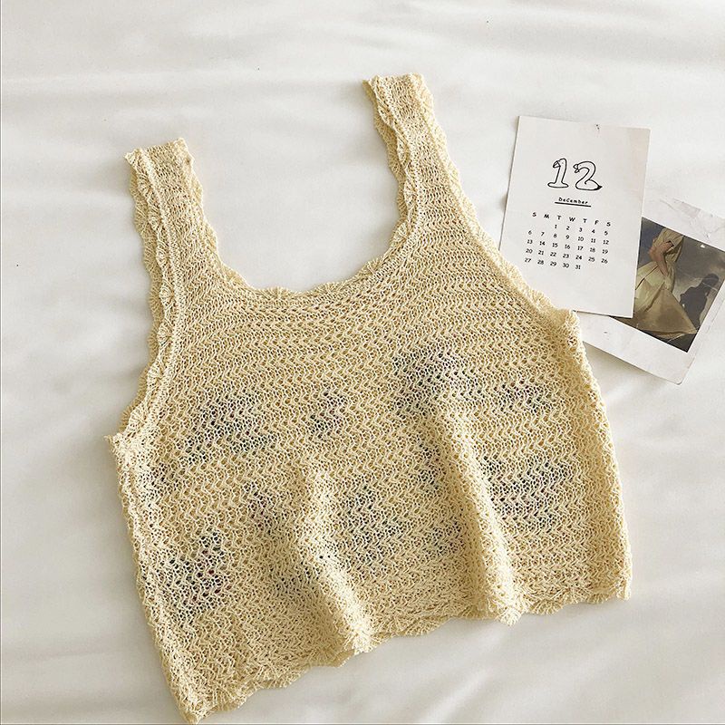 Jiashucheng Áo Croptop Dệt Kim Hai Dây Dáng Rộng Thêu Hoa Thời Trang Mùa Hè Quyến Rũ Cho Nữ