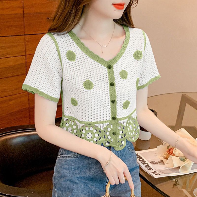 Jiashucheng Áo Khoác Cardigan Ngắn Tay Mỏng Mùa Hè Màu Sắc Đẹp Mắt Cho Nữ