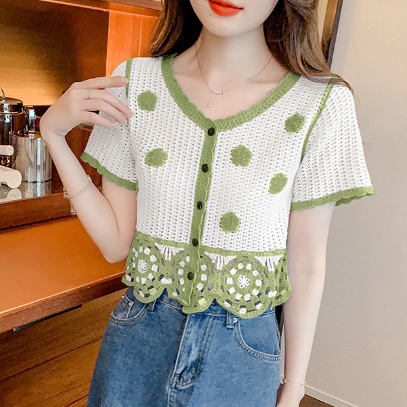 Jiashucheng Áo Khoác Cardigan Ngắn Tay Mỏng Mùa Hè Màu Sắc Đẹp Mắt Cho Nữ