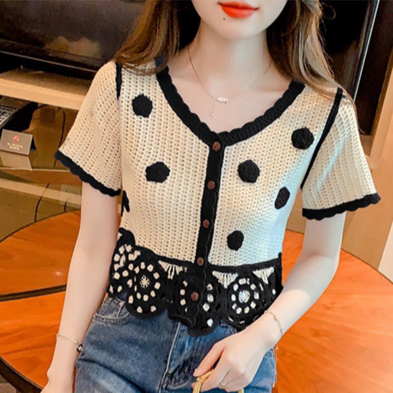 Jiashucheng Áo Khoác Cardigan Ngắn Tay Mỏng Mùa Hè Màu Sắc Đẹp Mắt Cho Nữ