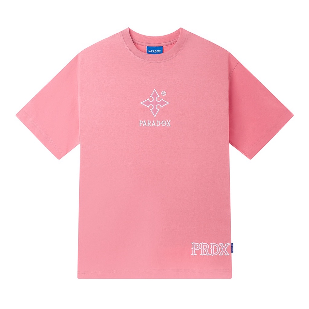 Áo thun form rộng Paradox tay lỡ - Unisex - In hình - ESSENTIAL EMBROIDERY - Màu hồng đậm pradox.01