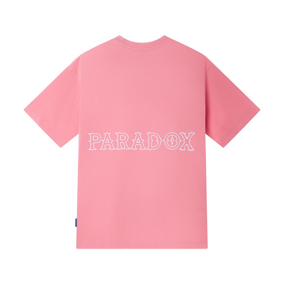 Áo thun form rộng Paradox tay lỡ - Unisex - In hình - ESSENTIAL EMBROIDERY - Màu hồng đậm pradox.01