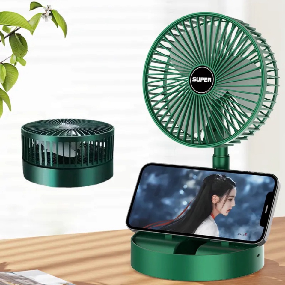 Quạt tích điện để bàn mini Super gấp gọn có thể kéo dài-cổng sạc usb tiện dụng - 3 tốc độ gió xoay 360 - BH3 Tháng | BigBuy360 - bigbuy360.vn