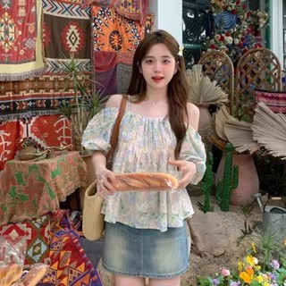 [ Order ] Áo Trễ Vai Hoa Nhí Hotgirl, Áo Baby Doll Trễ Vai Bánh Bèo Hottrend