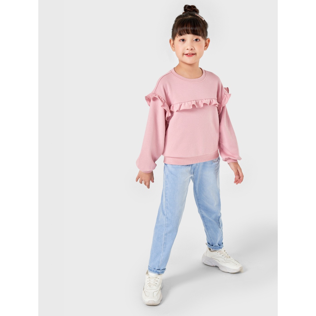Quần jeans bé gái CANIFA  chất liệu 100% cotton, cạp thường cài cúc, có khóa, phom regular 1BJ22W002