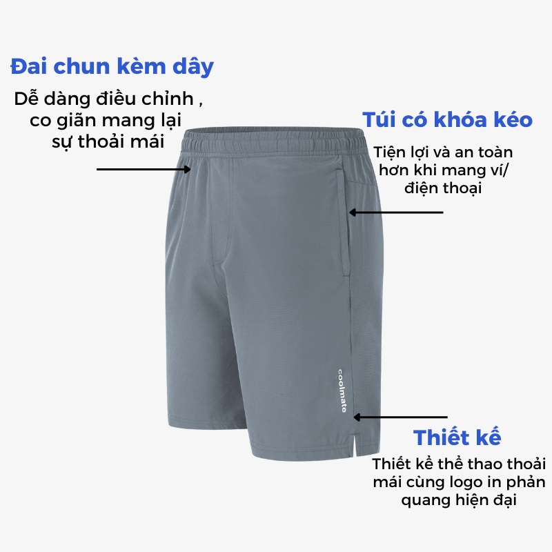 Set đồ bộ thể thao áo Polo Active v1 xám nhạt và quần Ultra Short 7" xám xanh-thương hiệu Coolmate