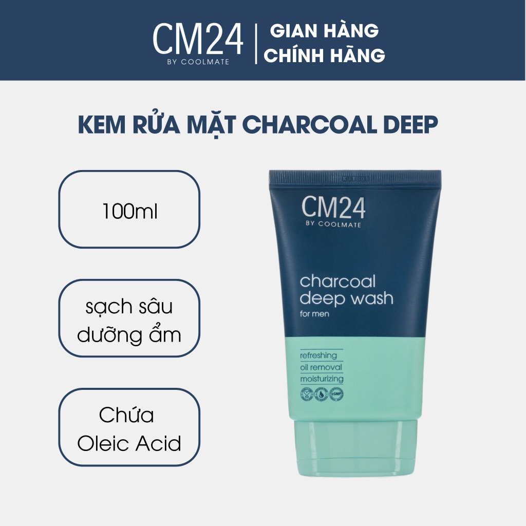 CM24 Kem rửa mặt Charcoal Deep Wash for Men 100ml