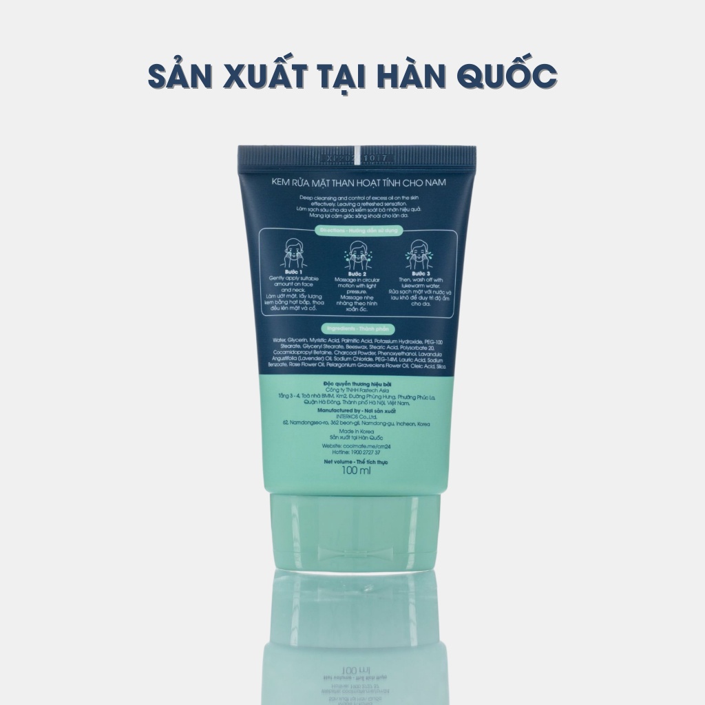 CM24 Kem rửa mặt Charcoal Deep Wash for Men 100ml