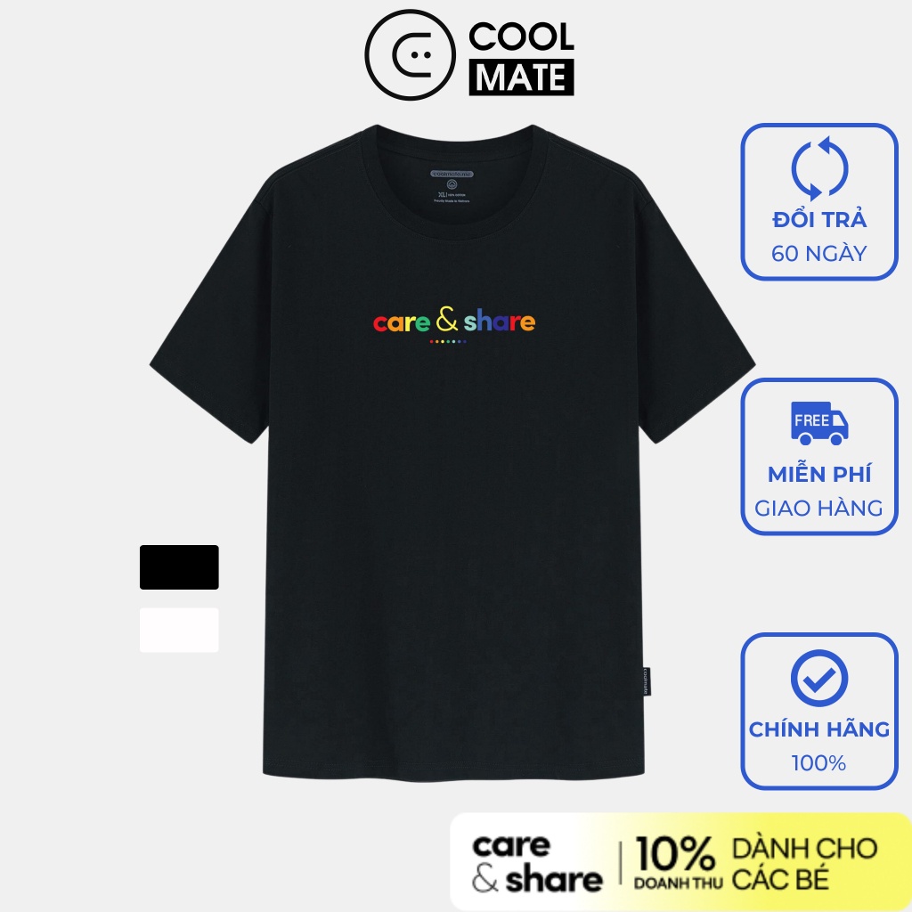Áo Thun Cotton in Care & Share Rainbow - Trắng / Đen - thương hiệu Coolmate