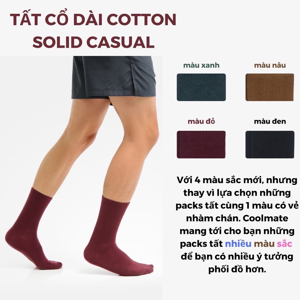 Tất cổ dài Cotton Solid Casual hút ẩm thoáng khí - thương hiệu Coolmate AC