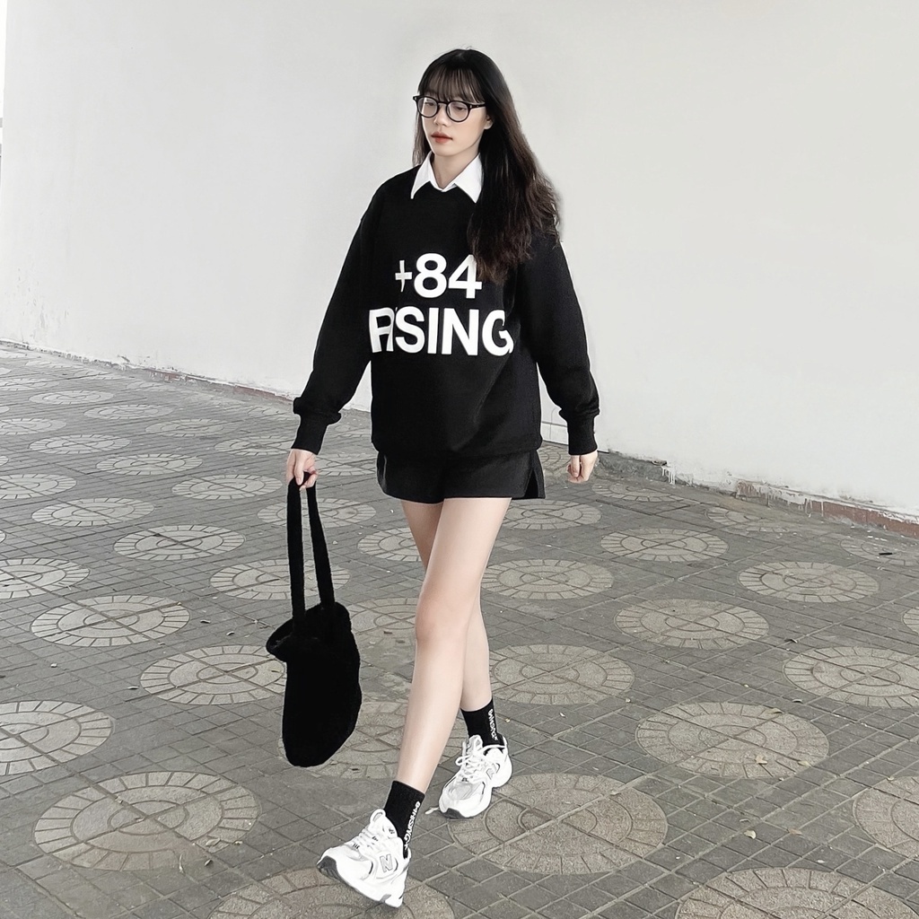 Áo Nỉ chân cua oversize +84 LOGO CALIGRAPHY SWEATER CREAM - 84RISING