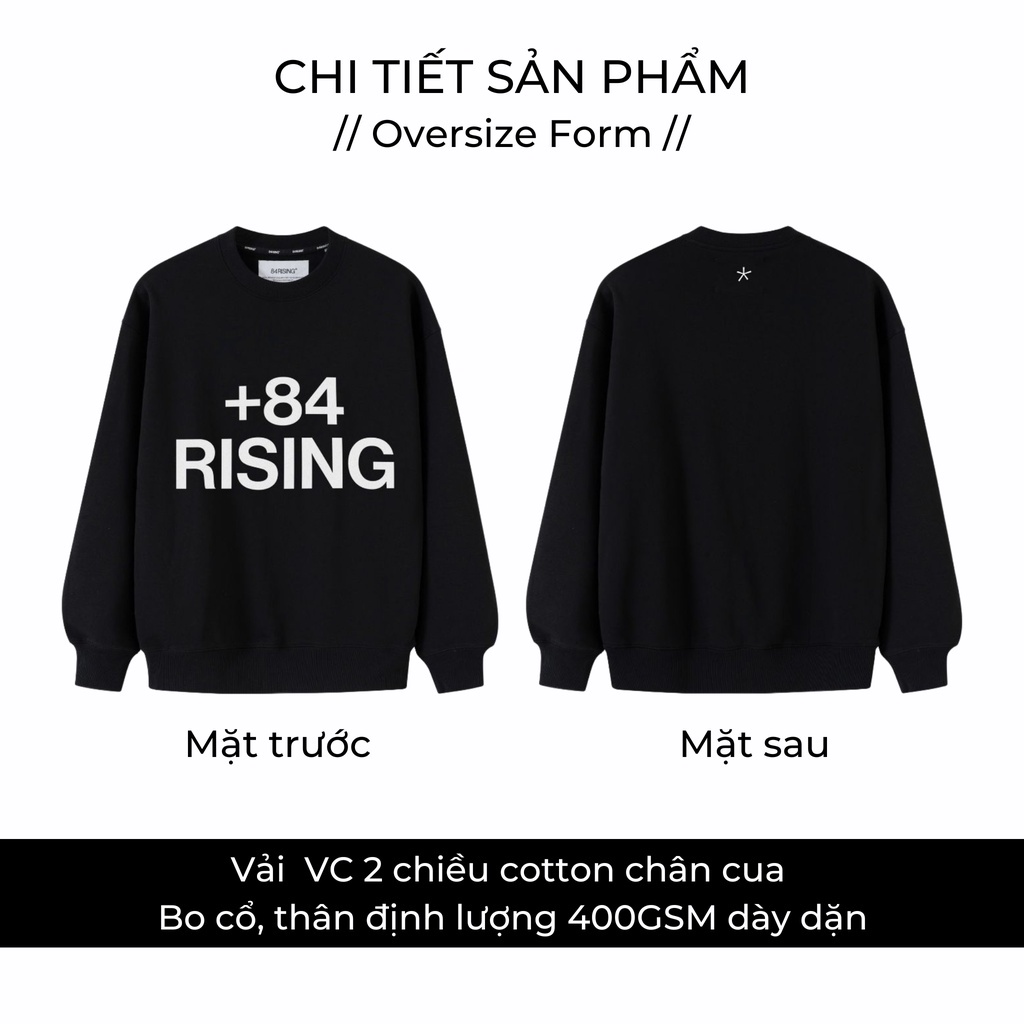 Áo Nỉ chân cua oversize +84 LOGO CALIGRAPHY SWEATER CREAM - 84RISING