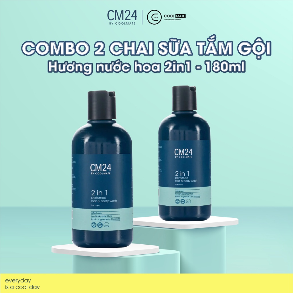 Combo 2 chai sữa tắm gội nam 180ml 2in1 hương nước hoa - thương hiệu CM24