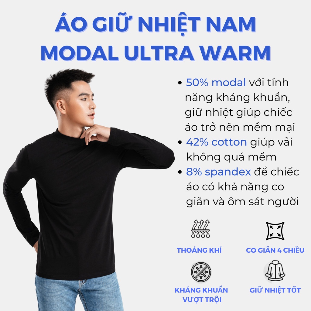 Áo giữ nhiệt nam Modal Ultra Warm thu đông siêu ấm, thoáng khí - thương hiệu Coolmate