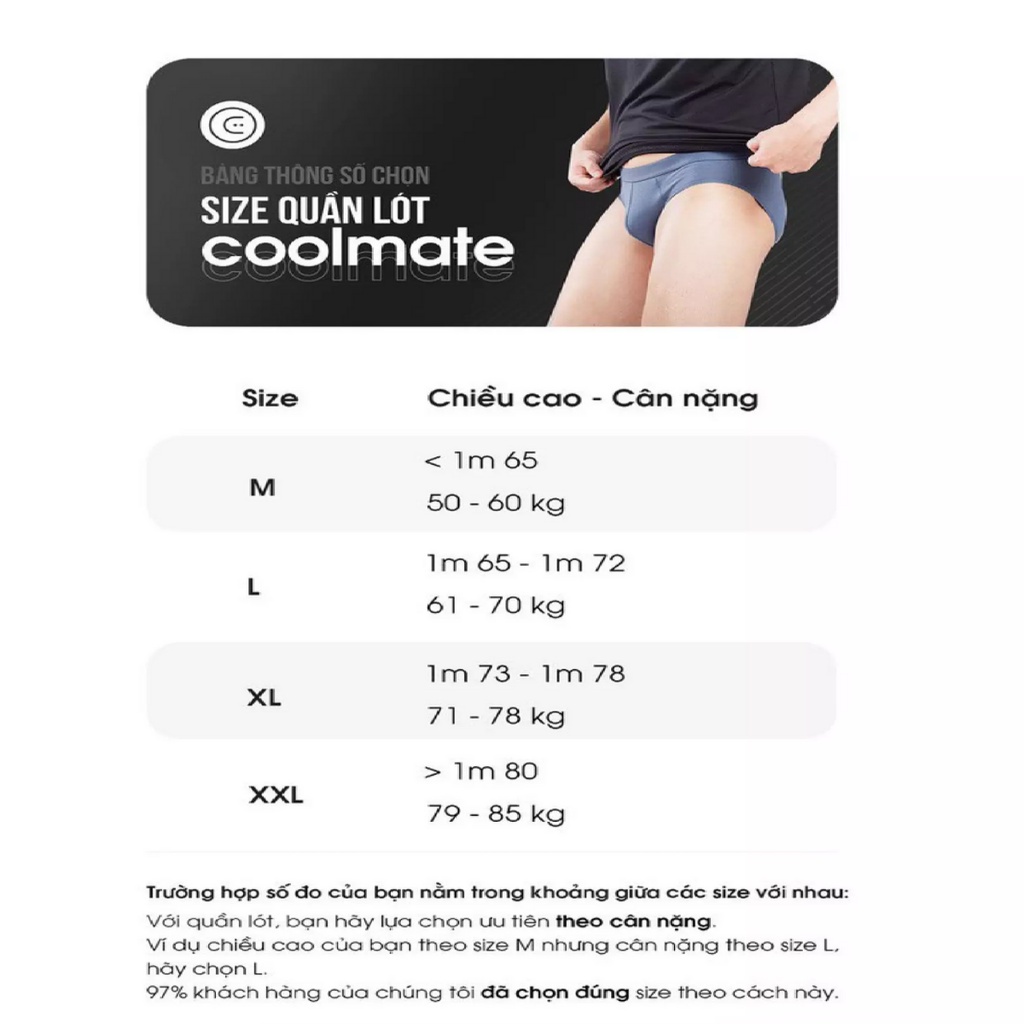 Quần lót nam Trunk Cotton Compact co giãn thương hiệu Coolmate